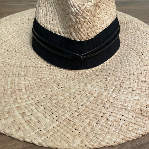 August Hats Grosgrain Ribbon Straw Hat Tan Black - Picture 3 of 5
